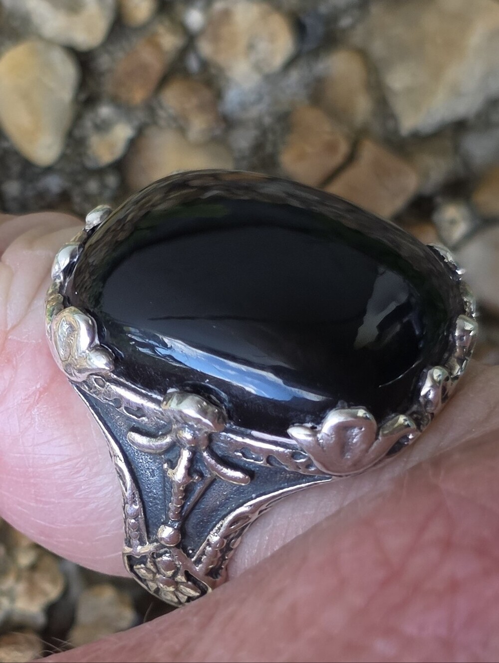Black Onyx Gemstone Ring In Custom-made 925 Sterling Silver Setting (9)